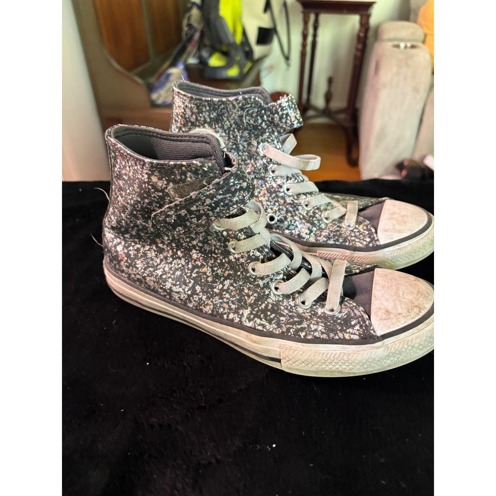 Converse Chuck Taylor All Star Youth‎ 3 Silver Glitter Confetti High Top A11116C
